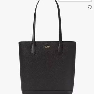 Kate Spade Black Tinsel Glitter tote with cosmetic bag